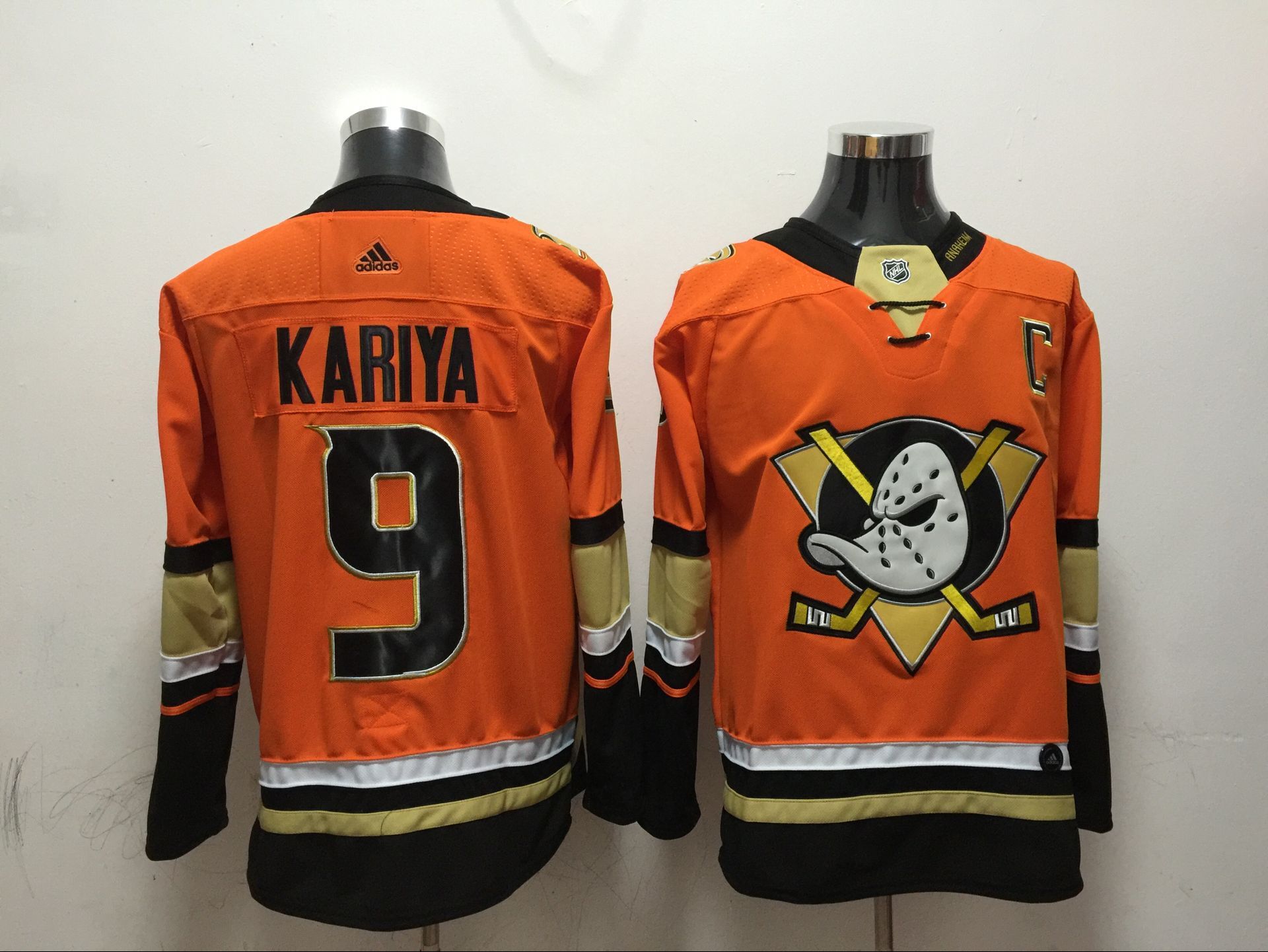 Men Anaheim Ducks #9 Kariya Orange Adidas Hockey Stitched NHL Jerseys